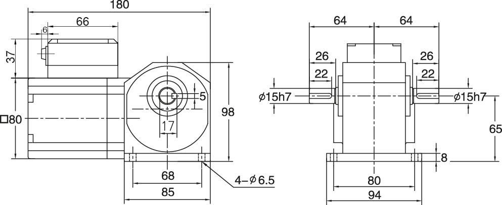 Чертеж  гипоидного мотор-редуктора  25 Вт 6.5 об/мин 220/380 В HGL-15D-200-T25K