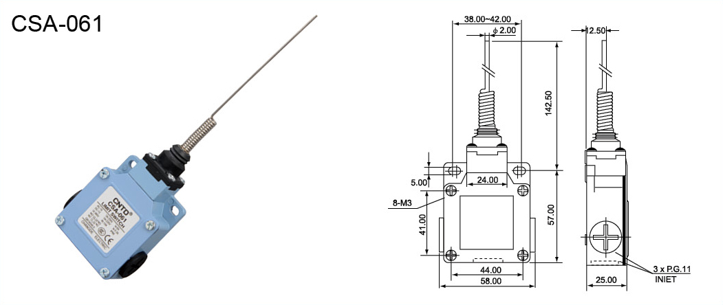 Концевой выключатель CSA-061 пружинный шток с утоньшением на конце (типа 