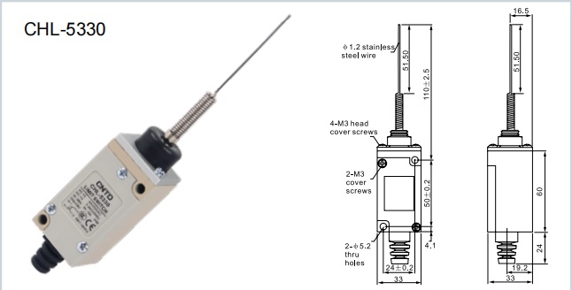 Концевой выключатель CHL-5330 пружинный шток с утоньшением на конце (типа 